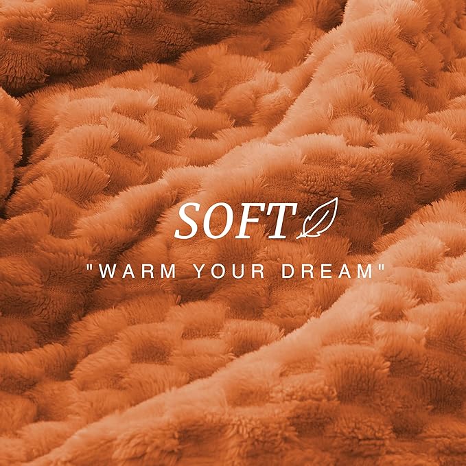EXQ Home Fall Throw Blanket for Couch or Bed - 3D Imitation Turtle Shell Jacquard Decorative Fleece Blankets - Cozy Soft Fuzzy Flannel Blanket Suitable for All Seasons(50"×60",Orange)