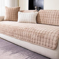 Velvet Couch Cover, Washable Sectional Sofa Cover, Anti Slip Sofa Slipcovers for 3 Cushion Couch Sofa L Shaped Recliner, Furniture Protector Covers for Pets Kids(Khaki, Only 1 PCS)