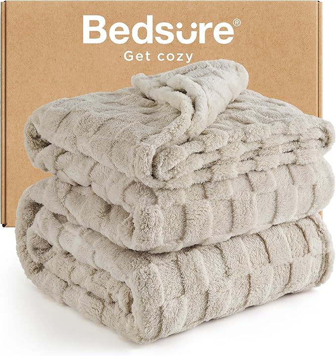 Bedsure GentleSoft King Size Blanket for Bed - Super Soft Cozy Blankets for Kids Girls, Large Fuzzy Fleece Throw for Bedroom Decor, Neutral,108x90 Inches