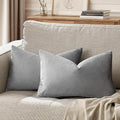 GIGIZAZA 12x20 Velvet Small Pillow Covers, Set of 2 Dark Grey Lumbar Throw Pillows Modern Covers for Living Room Decorative Luxury Solid Couch Sofa Pillow Cases
