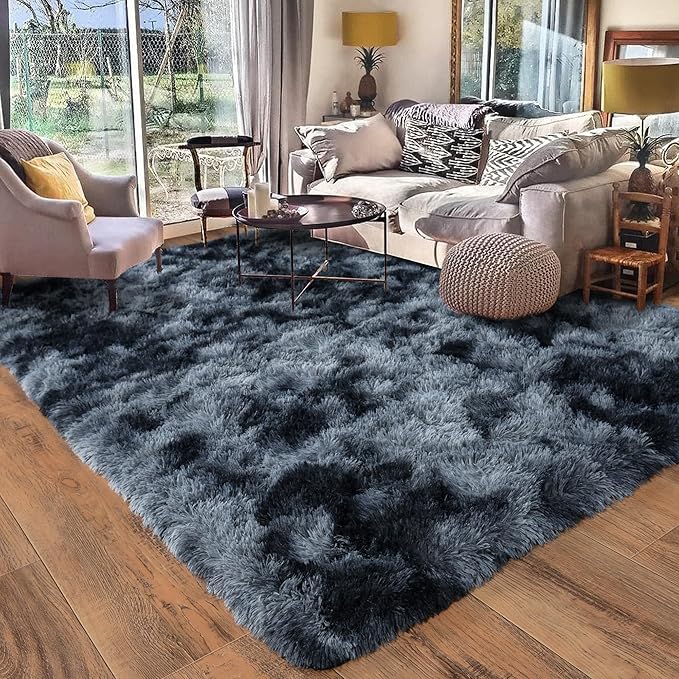 Rugs for Bedroom 4x6, Soft Shaggy Modern Shag Area Rug for Living Room, Upgrade Non-Slip Plush Fluffy Carpet for Kids Boys Girls Room Home Decor Aesthetic, Blue Grey