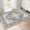 OPPODREAM Soft Throw Rugs 2x3, Small Washable Entryway Rugs 2 x 3 with Non Slip Backing, Low-Pile Faux Cashmere 2 x 3 Carpet, Greenish Grey
