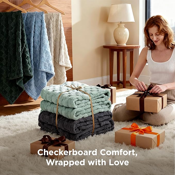 Bedsure GentleSoft Blankets Queen Size for Bed - Super Soft Cozy Blanket for Kids Girls, Large Fuzzy Fleece Spring Throw for Bedroom Decor, Sage Green, 90x90 Inches