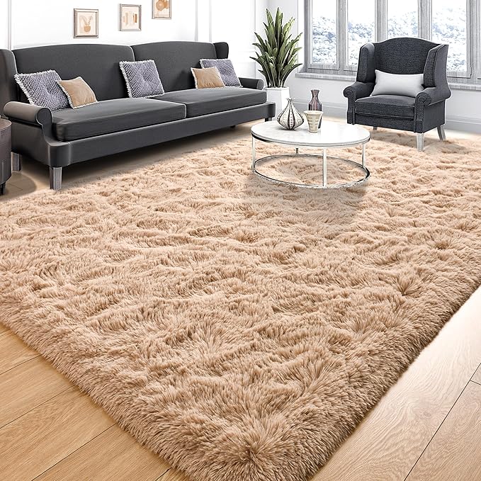 Tepook Area Rugs 10x14 for Living Room, Super Soft Fluffy Rugs for Bedroom, Modern Shaggy Rug Fuzzy Carpets for Kids, Plush Indoor Nursery Home Decor Rug with Non-Slip Bottom, Beige