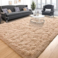 Tepook Super Soft Fluffy Rug for Bedroom, Modern Shaggy Fuzzy Kids Rugs for Living Room, Plush Indoor Nursery Home Decor Dorm Carpet with Non-Slip Bottom, Beige, 4 X 6 Feet