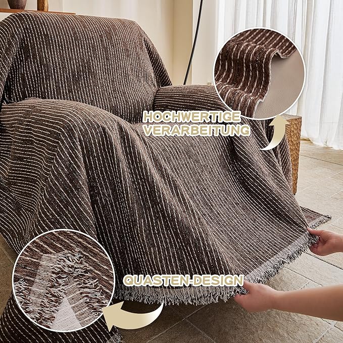 MYSKY HOME Oversized Armchair Couch Cover for 1 Cushion Couch, Washable Sofa Protector, Chair Couch Covers Sofa Covers Sofa Throws Sofa Slipcovers Futon Cover for Pet, Kid, 71"X91", Deep Chocolate