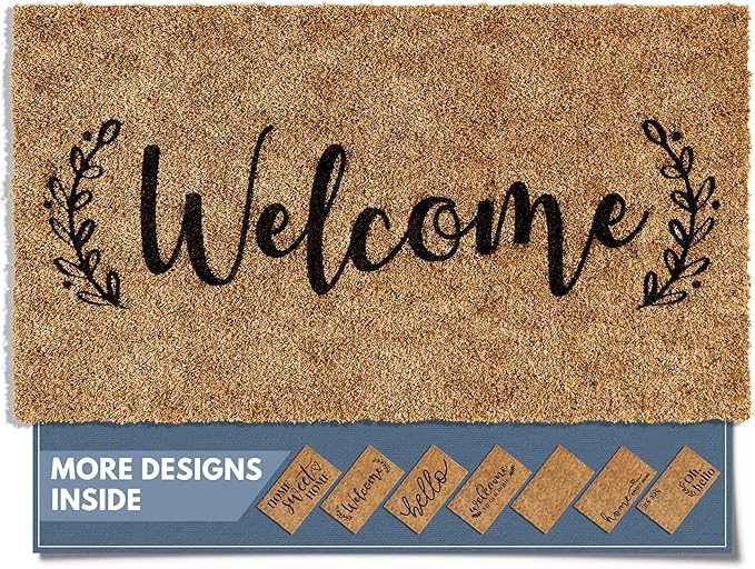 Barnyard Designs Doormat Welcome Mat for Outdoors, Large Front Door Entrance Mat, Brown (Welcome, 30x17)