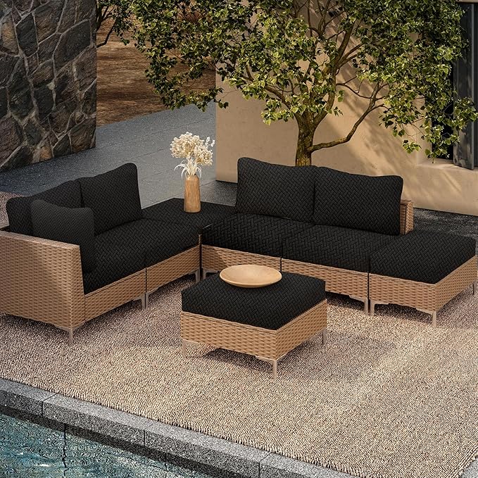 Outdoor Cushion Covers Set,12PCS Patio Furniture Couch Seat Slipcovers, Replacement for Sofa Sectional Chair(Cover，Only)