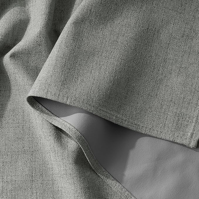 RYB HOME 100% Blackout Linen Textured Curtains 84 inches Long, Thermal Insulating Privacy Energy Saving for Bedroom Living Room Window Office Theater Baby Nursery, W 52 x L 84 in, Grey, 2 Panels
