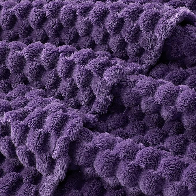 EXQ Home Fleece Throw Blanket for Couch or Bed - 3D Imitation Turtle Shell Jacquard Decorative Blankets - Cozy Soft Lightweight Fuzzy Flannel Blanket Suitable for All Seasons(50"×60",Purple)
