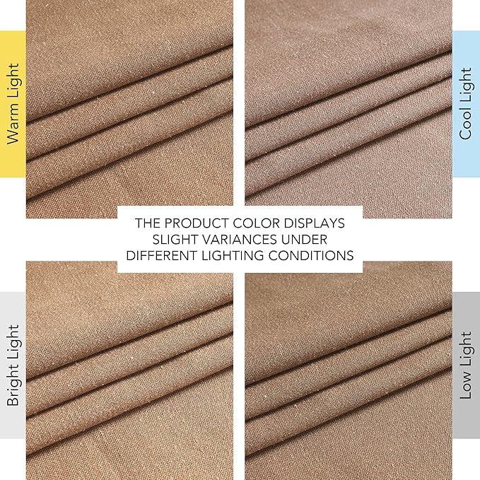 NICETOWN Linen Gold Brown Curtains for Living Room, Rustic Grommet Semi Sheer Linen Blend Privacy Assured with Light Filtering for Living Room/Bedroom, W55 x L96, 2 Panels