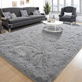 Tepook Super Soft Fluffy Rug for Bedroom, Modern Shaggy Fuzzy Kids Rugs for Living Room, Plush Indoor Nursery Home Decor Dorm Carpet with Non-Slip Bottom, Grey, 4 X 6 Feet