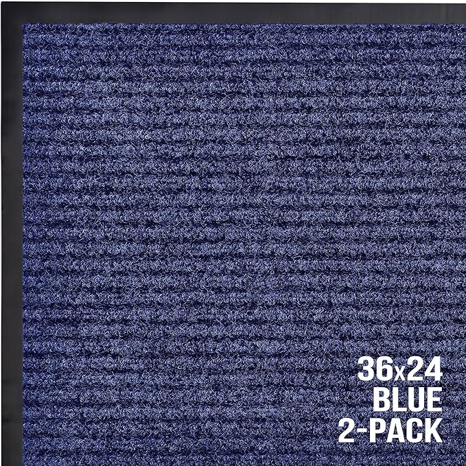 Sierra Concepts Front Door Mat Large Welcome Floor Mats - Entryway Indoor Outdoor Entrance Doormat, Patio, Porch, Muddy Dog Shoe, Inside Outside Low Profile 36x24in, 2-Pack Blue