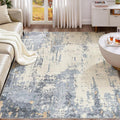 UERMEI 9x12 Area Rug Living Room Rugs - Washable Neutral Modern Abstract Soft Thin Rug Indoor Floor No Slip Rug Carpet for Bedroom Under Dining Table Home Office Decor - Blue/Light Brown