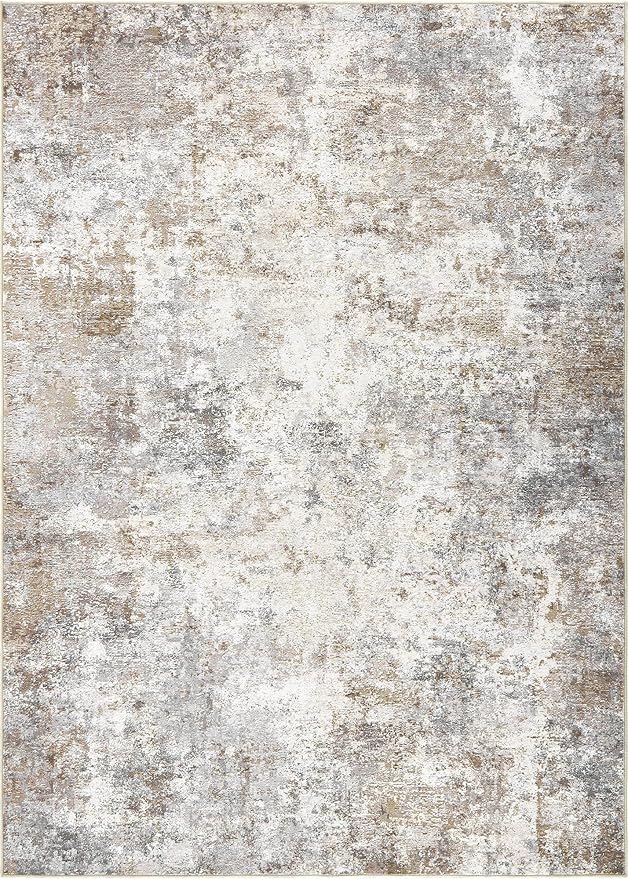 UERMEI 12x15 Area Rug Living Room Rugs - Washable Neutral Modern Abstract Soft Thin Large Rug Indoor Floor No Slip Rug Carpet for Bedroom Under Dining Table Home Office Decor - Brown Grey