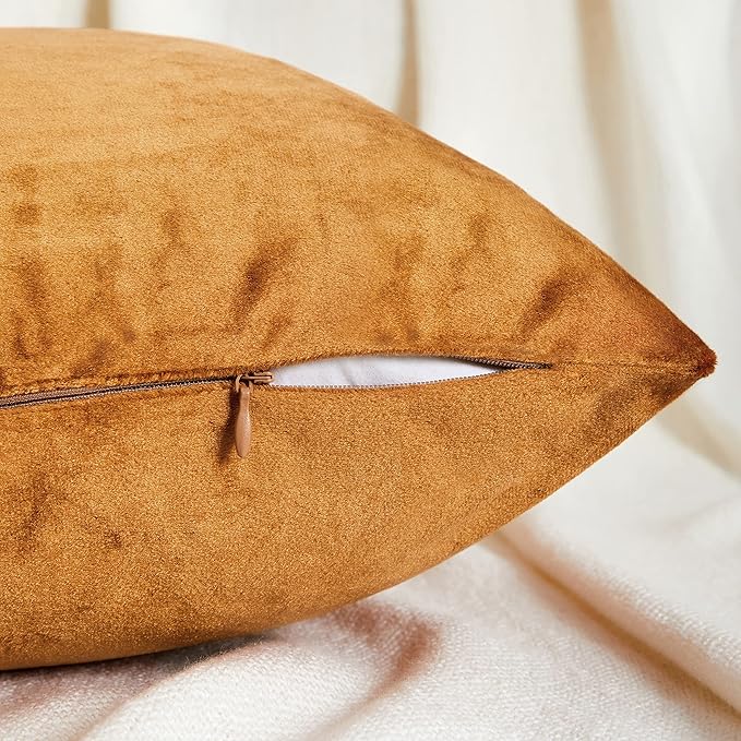 GIGIZAZA Decorative Throw Pillow Covers 16x16,Set of 2 Burnt Orange Square Couch Pillow Covers,Velvet Sofa Boho Cushion Pillows