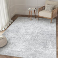 PureCozy 3x5 Area Rug Washable Vintage Entryway Living Room Carpet Indoor Office Non Slip Grey Entrance Distressed Low Pile Retro Accent Throw Rug for Dining Room Bathroom Bedroom Laundry