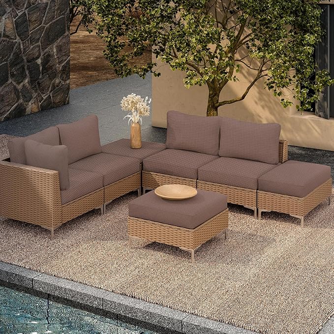 Outdoor Cushion Covers Set,14PCS Patio Furniture Couch Seat Slipcovers, Replacement for Sofa Sectional Chair(Cover，Only)