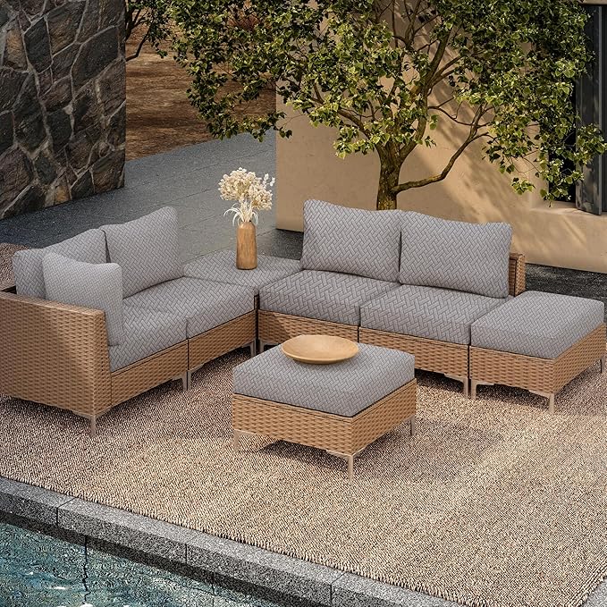 Outdoor Cushion Covers Set,12PCS Patio Furniture Couch Seat Slipcovers, Replacement for Sofa Sectional Chair(Cover，Only)