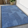 Smiry Front Door Mat Outside Entrance, Heavy Duty Sturdy Natural Rubber Doormat, Trap Dirt and Moisture, Easy Clean Low Profile Welcome Floor Mats for Indoor Outdoor Entry, 59x23 Inch, Blue