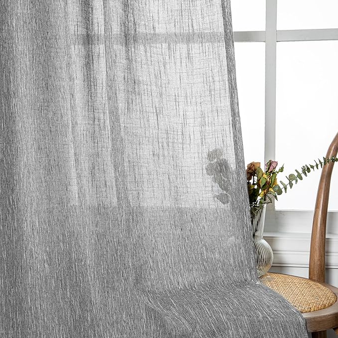 Curtain Panels in Dark Grey, Light-Filtering Cotton-Polyester Blend, 2 Pack