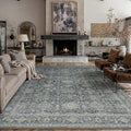 9x12 Washable Area Rug for Living Room Bedroom Vintage Black Grey Non Slip Carpet Traditional Retro Soft Low Pile Large Throw Rug for Dining Room Kitchen Office Indoor