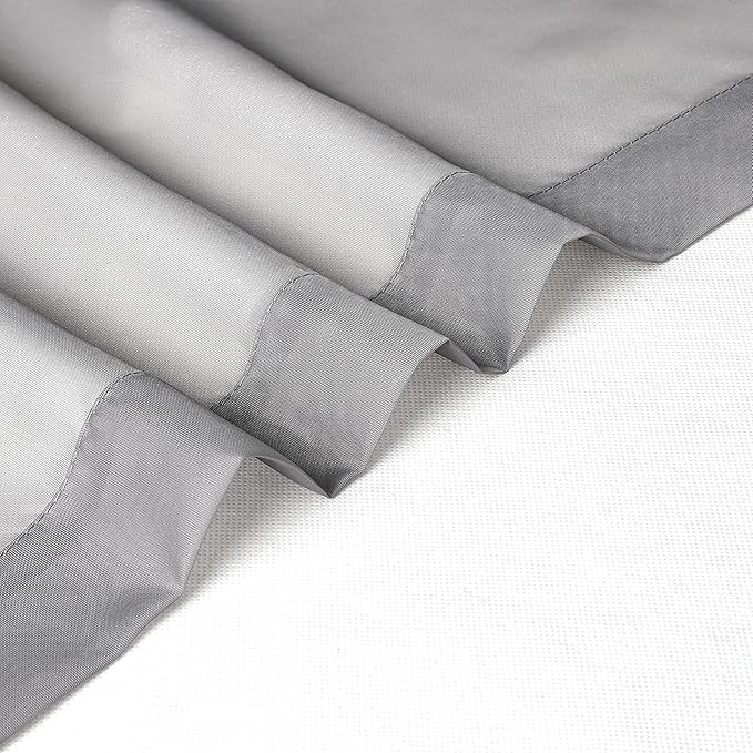 Chyhomenyc Voile Sheer Window Curtain Panels 54 Inch Long, Set of 2, Top Dual Rod Pockets Light Filtering Drapes for Small Window/Bathroom/Living Room/Bedroom, 42W x 54L inches, Charcoal Grey