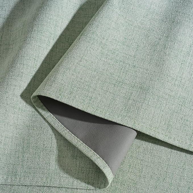 RYB HOME Sage Green 100% Blackout Curtains 96 inches Long, Thermal Insulated Linen Texture Drapes for Bedroom/Living Room, Elegant Farmhouse Curtains Back Tab&Rod Pocket, W52xL96, 2 Panels