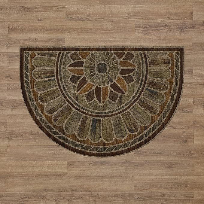 Mohawk Home Entryway Door Mat 2' x 3' All Weather Doormat Outdoor Non Slip Recycled Rubber, Boardwalk Path Chestnut