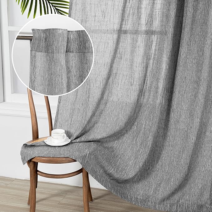 Curtain Panels in Dark Grey, Light-Filtering Cotton-Polyester Blend, 2 Pack