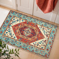 SERISSA Boho Rugs for Entryway, 2x3 Orange Entryway Rug Non-Slip Washable Small Area Rug, Ultra Soft Oriental Vintage Low-Pile Indoor Door Mat Floor Carpet for Entrance Bedroom Kitchen Bathroom