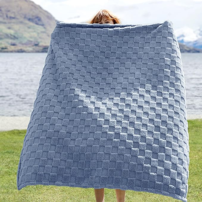 Bedsure GentleSoft Ashley Blue Throw Blanket for Couch - Super Soft Cozy Blankets Gifts for Kids Girls, Cute Small Fleece Throws for Bedroom Home Decor, 50x70 Inches