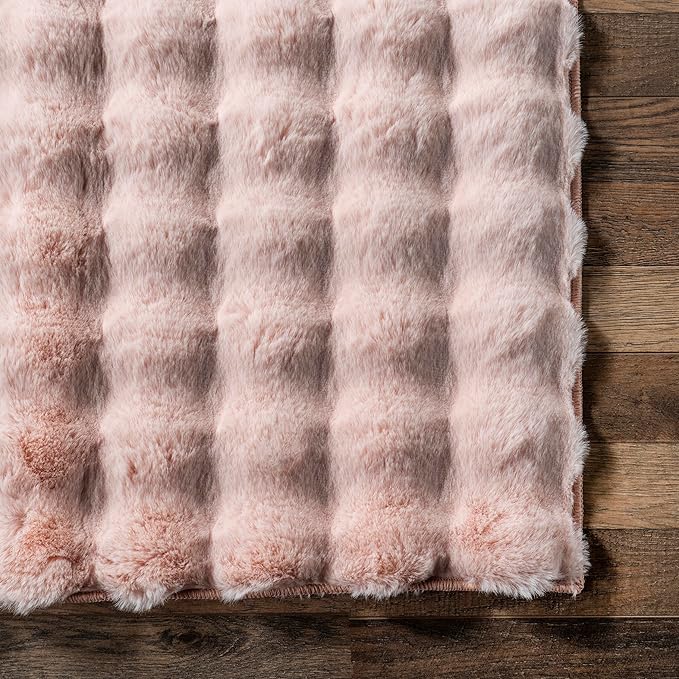 nuLOOM 5' x 8' Cozy Plush Area Rug, Machine Washable, Non-Slip, Soft Fluffy Shag Carpet for Living Room Bedroom Kids Room Nursery Home Decor, Jeni Blush