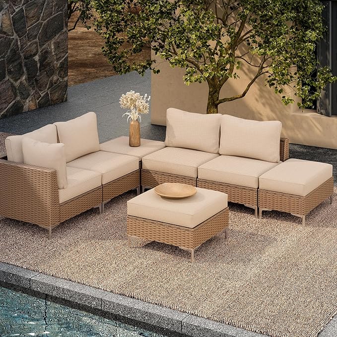 Outdoor Cushion Covers Set,14PCS Patio Furniture Couch Seat Slipcovers, Replacement for Sofa Sectional Chair(Cover，Only)