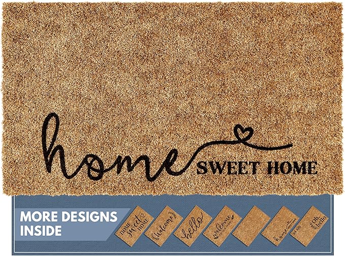Barnyard Designs Doormat Welcome Mat for Outdoors, Large Front Door Entrance Mat, Brown (Home Sweet Home Script, 30x17)