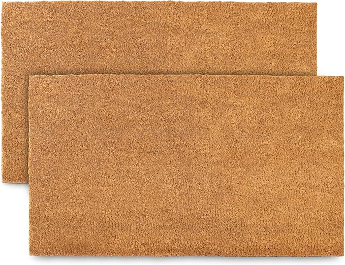 MAINEVENT Plain Coir Doormat Bulk 30x17 Inch, 2 Pack Door Mat Coir Outdoor w/Non-Slip PVC Backing, Blank Welcome Mat