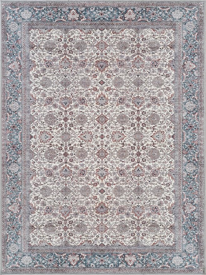 Area Rug 3 x 5 ft Polyester, Machine Washable, Non-Slip Backing
