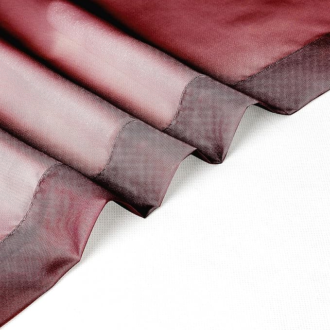 Chyhomenyc Sheer Tier Curtains 24 Inch Length, Small Cute Window Curtains Treatment for Bathroom Living Room Cafe Basement, Short Voile Curtain Tiers 42in x 24in, Rod Pocket, 2 PCS,Burgundy