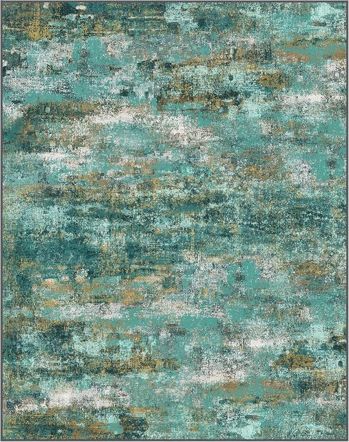 BEIMO Area Rugs 6x9 for Living Room Bedroom, Modern Abstract Machine Washable Rug, Large Soft Low Pile Floor Carpet with Non Slip Backing for Dining Room, Turquoise