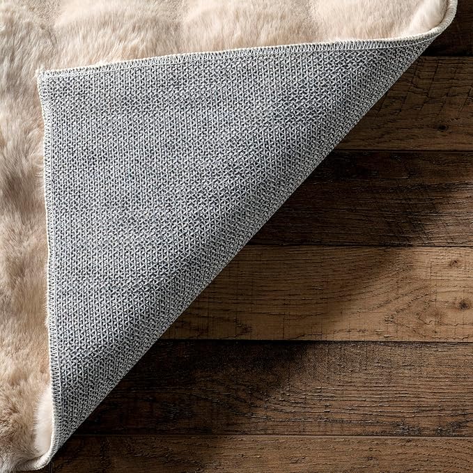 nuLOOM Jeni Beige, 2'6" x 6', Solid Faux Rabbit, Fluffy and Cozy, High Traffic, Stain Resistant, Easy Clean, Durable Washable Runner for Bedroom, Living Room, Dining, Den, Foyer, Entryway