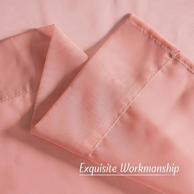 NICETOWN Living Room Coral Pink Sheer Curtains 96 inch Length, Grommet Airy Voile Sheer Drapes Casual Light Filtering Window Treatments for Girls Room, W54 x L96, 2 Panels
