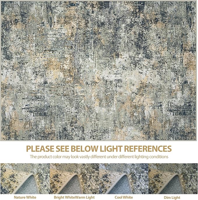 8x10 Area Rugs for Living Room Rug Washable: Abstract Large Rug for Dining Room Bedroom Carpet Non Slip 8 by 10 Indoor Modern Nursery Home Office Multi