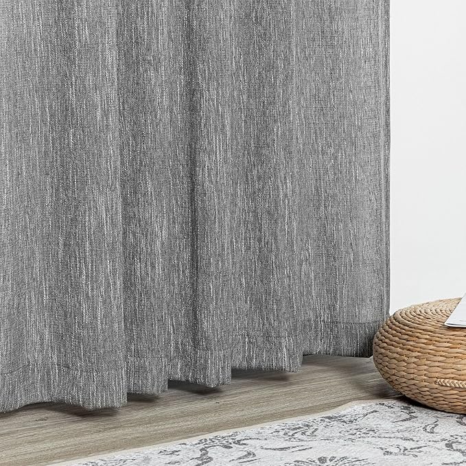 Curtain Panels in Dark Grey, Light-Filtering Cotton-Polyester Blend, 2 Pack
