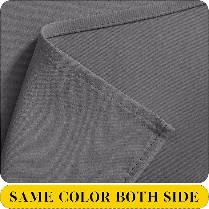 NICETOWN Short Curtains with Attached Valance for Small Window, Thermal Insulated Rod Pocket Room Darkening Curtains for Living Room, 52" Wide x 45" Long, 2 Panels, Grey