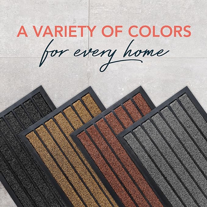 ubdyo Extra Durable Door Mat - Dirt Trapping Outdoor Welcome Mats - Non-Slip Outdoor Indoor Entrance - Low Profile Front Doormat (32" x 20", Bright Black)