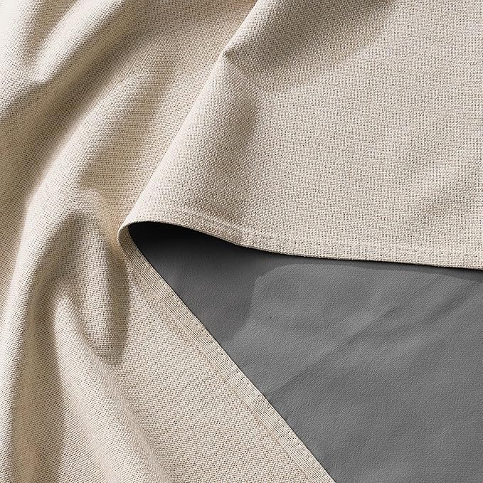 RYB HOME Warm Sand 100% Blackout Curtains for Bedroom, Linen Drapes Back Tab&Rod Pocket, Thermal Insulated Privacy Assurd Curtains for Sliding Glass Doors/Dining/Living Room, W52 x L108, 2 Panels