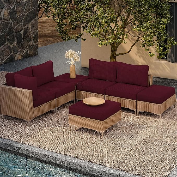 Outdoor Cushion Covers Set,12PCS Patio Furniture Couch Seat Slipcovers, Replacement for Sofa Sectional Chair(Cover，Only)