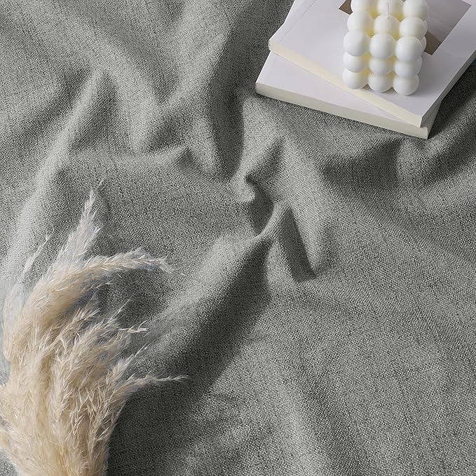 RYB HOME 100% Blackout Linen Textured Curtains 84 inches Long, Thermal Insulating Privacy Energy Saving for Bedroom Living Room Window Office Theater Baby Nursery, W 52 x L 84 in, Grey, 2 Panels
