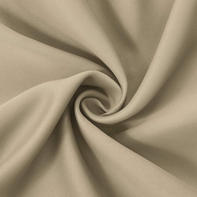 LEMOMO Beige Blackout Curtains 34 x 84 Inch Length/Set of 2 Curtain Panels/Thermal Insulated Room Darkening Blackout Curtains for Bedroom