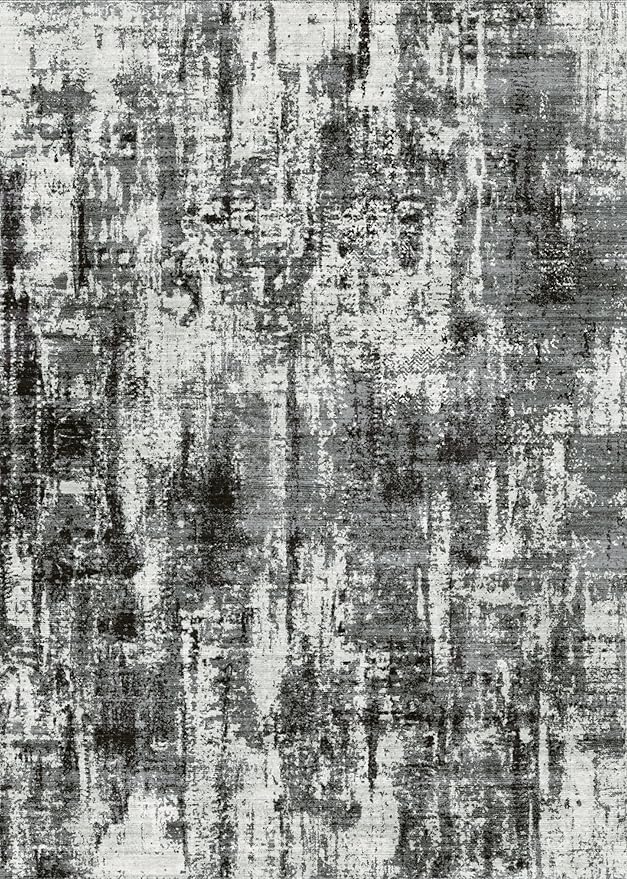Area Rugs 9x12 Living Room - Washable Rug Modern Abstract Soft Large Neutral Non-Slip Carpet Indoor Floor Thin Carpets for Bedroom Dining Room Farmhouse Nursery Home Office Black